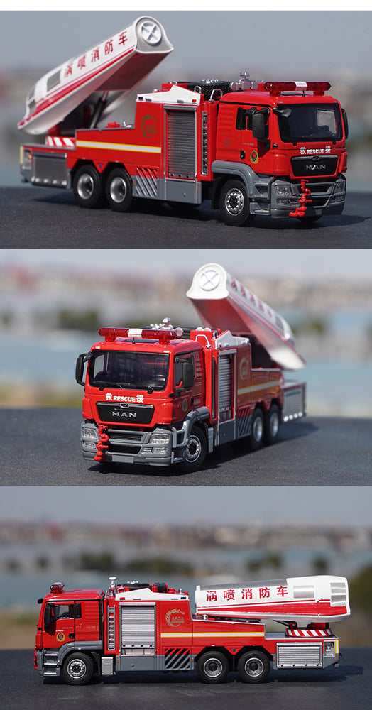 Original factory 1:50 MAN Turbojet alloy Fire truck simulation model diecast Chinese fire rescue model for gift