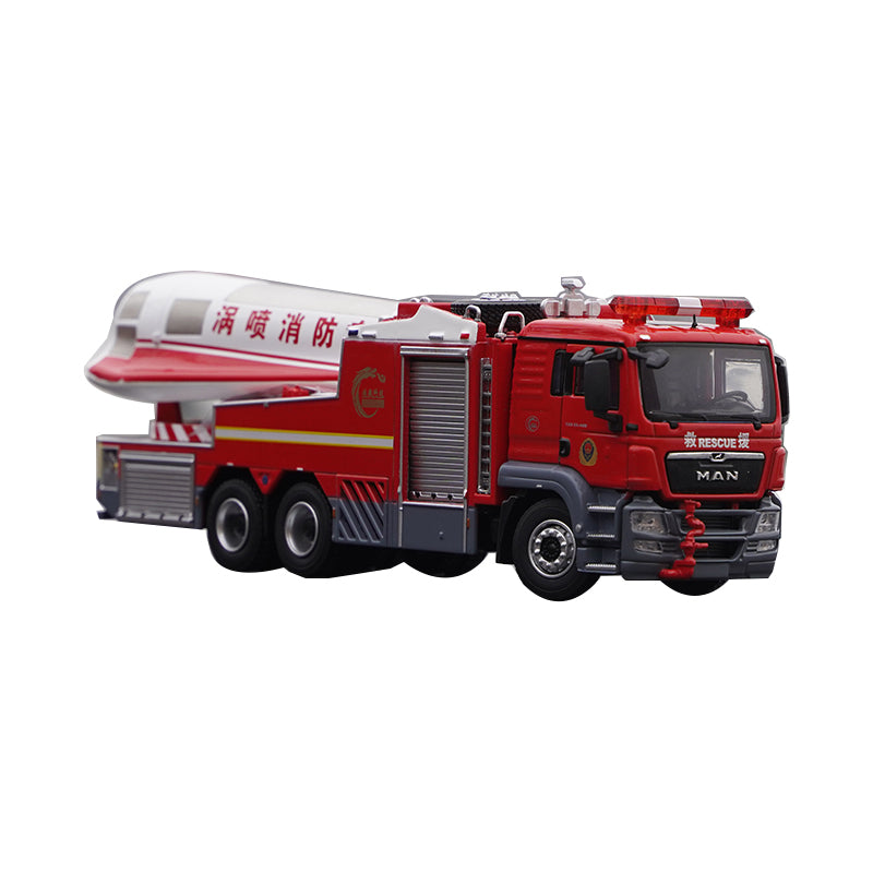 Original factory 1:50 MAN Turbojet alloy Fire truck simulation model diecast Chinese fire rescue model for gift