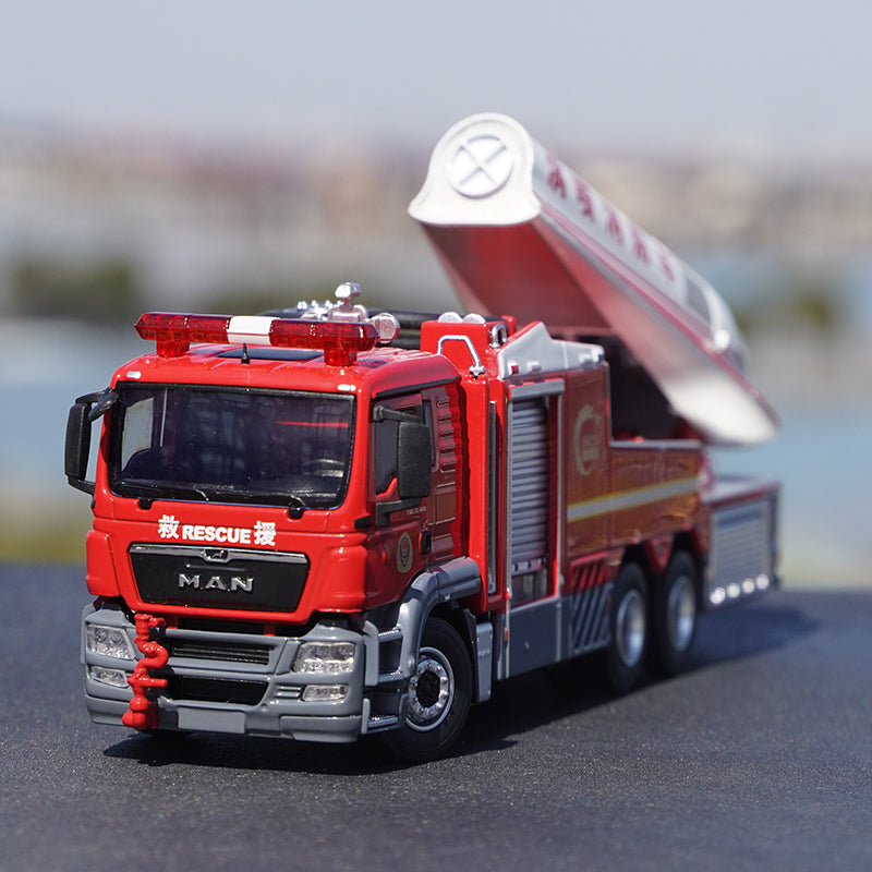 Original factory 1:50 MAN Turbojet alloy Fire truck simulation model diecast Chinese fire rescue model for gift