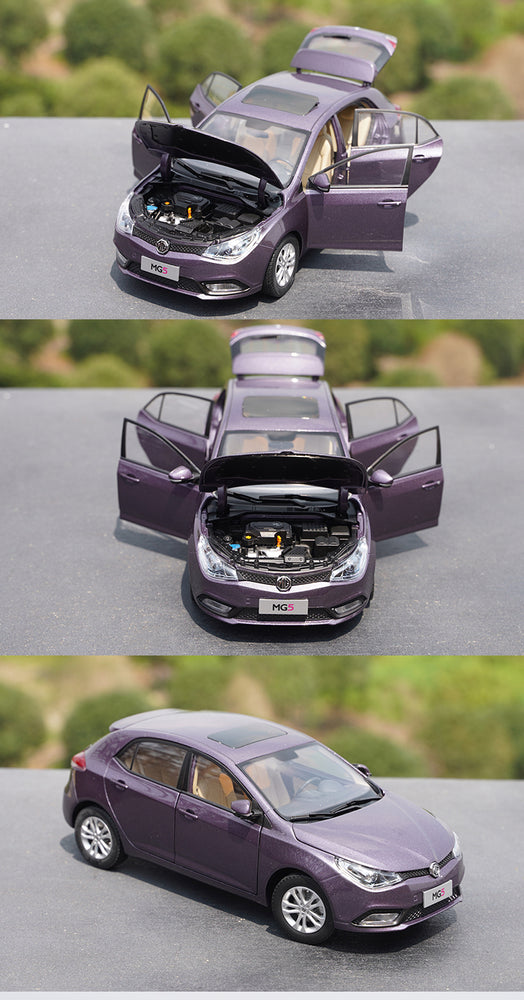 Original factory 1:18 SAIC MG5 purple/grey diecast car model for gift, toys