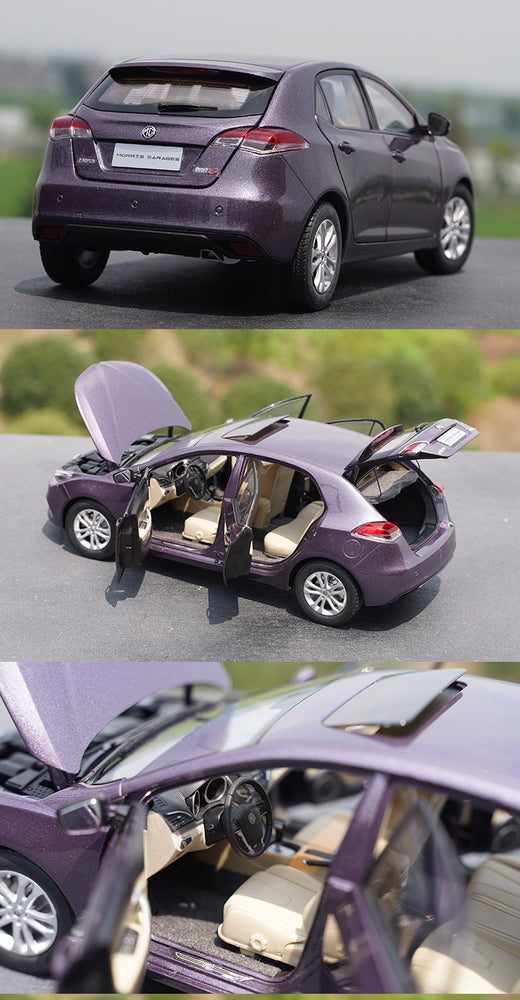 Original factory 1:18 SAIC MG5 purple/grey diecast car model for gift, toys