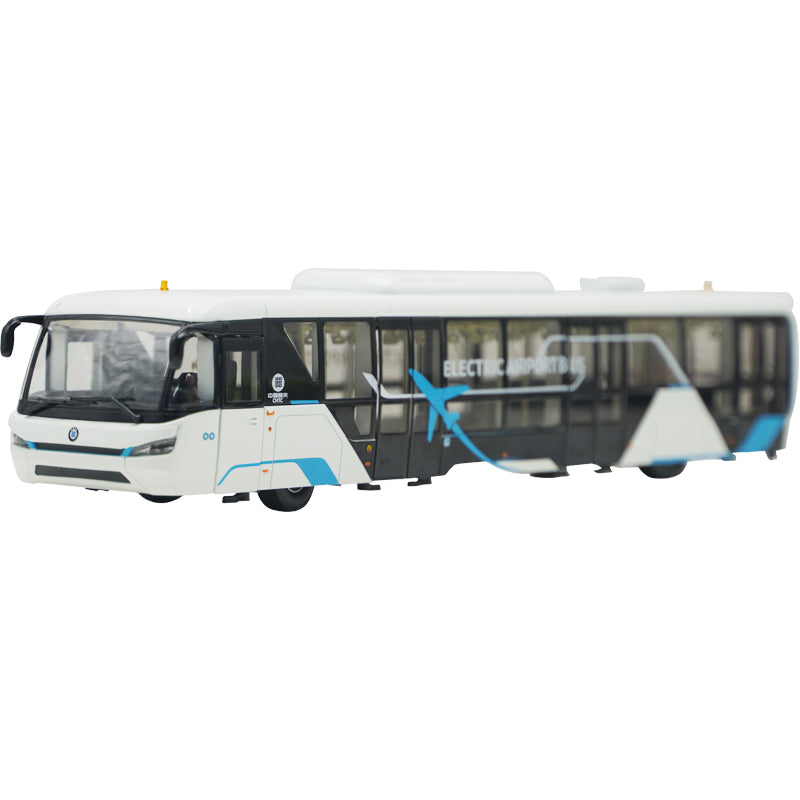 Original factory 1:42 Chinese Hengtian Lingrui automobile intelligent diecast electric bus airport ferry bus model for gift