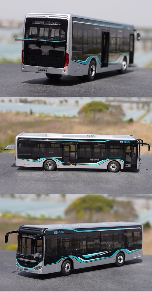 Original factory 1:42 Golden Dragon Weiblue Azure diecast alloy bus model with lamps for gift, collection