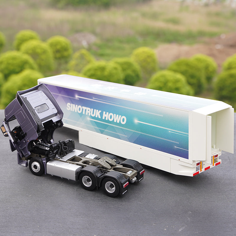 Original factory Sinotruck Brand new 1:36 Diecast HOWO T7H Tractor truck models alloy container truck model for gift