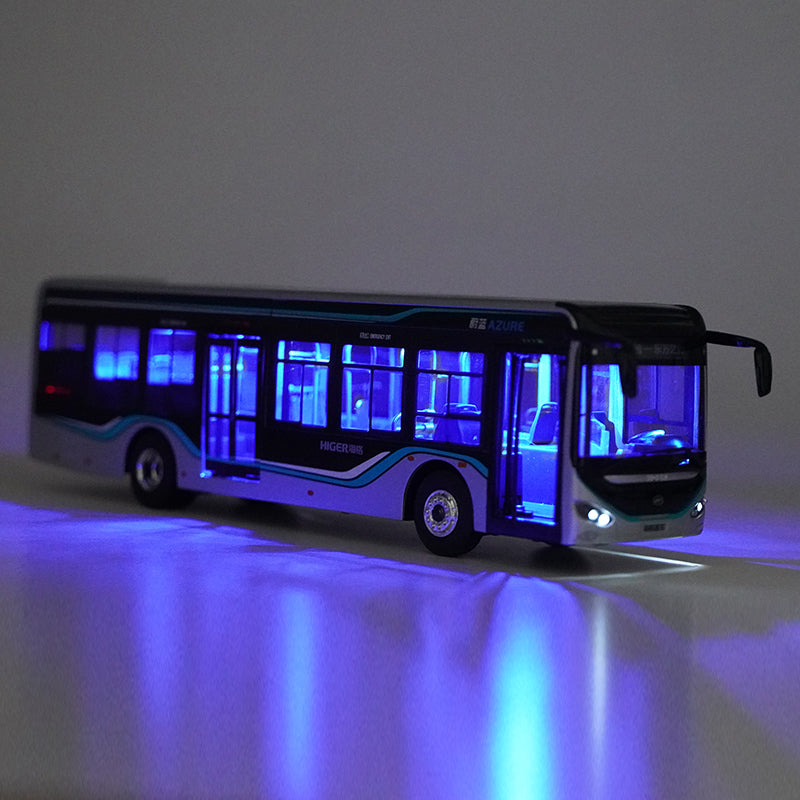 Original factory 1:42 Golden Dragon Weiblue Azure diecast alloy bus model with lamps for gift, collection