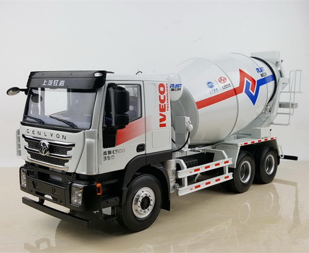 Original Authorized Authentic 1/24 SAIC Hongyan Iveco Genlvon Concrete mixer agitatorTruck construction machinery diecast model for Christmas,collection