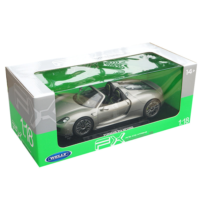 Original Diecast 1:18 Welly FX Porsche 918 Spyder roadster model with small gift