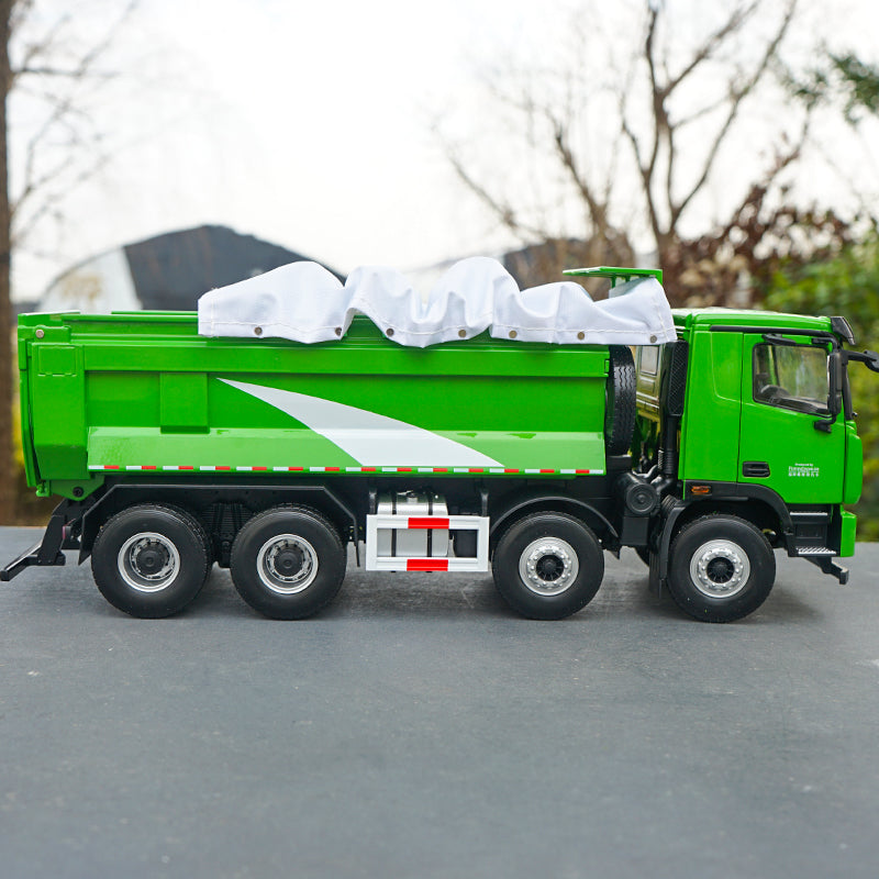 Original factory diecast 1:24 foton Auman GTL dumper model, diecast green eco-friendly dump truck model with small gift