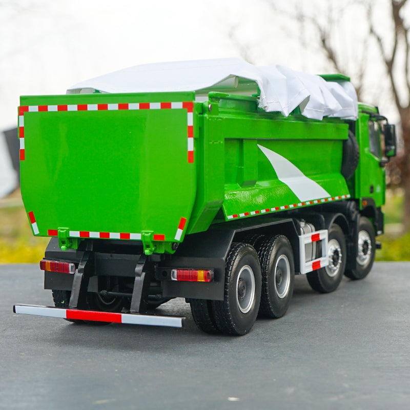 Original factory diecast 1:24 foton Auman GTL dumper model, diecast green eco-friendly dump truck model with small gift