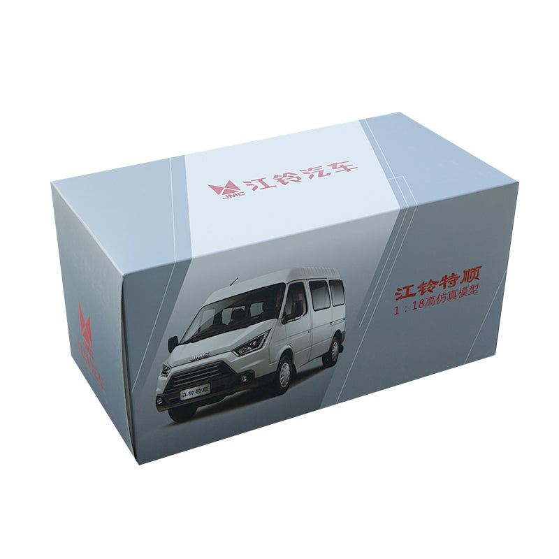 Original factory exquisite diecast 1:18 JMC Teshun Transit Silver MPV Alloy Toy Car Miniature for gift