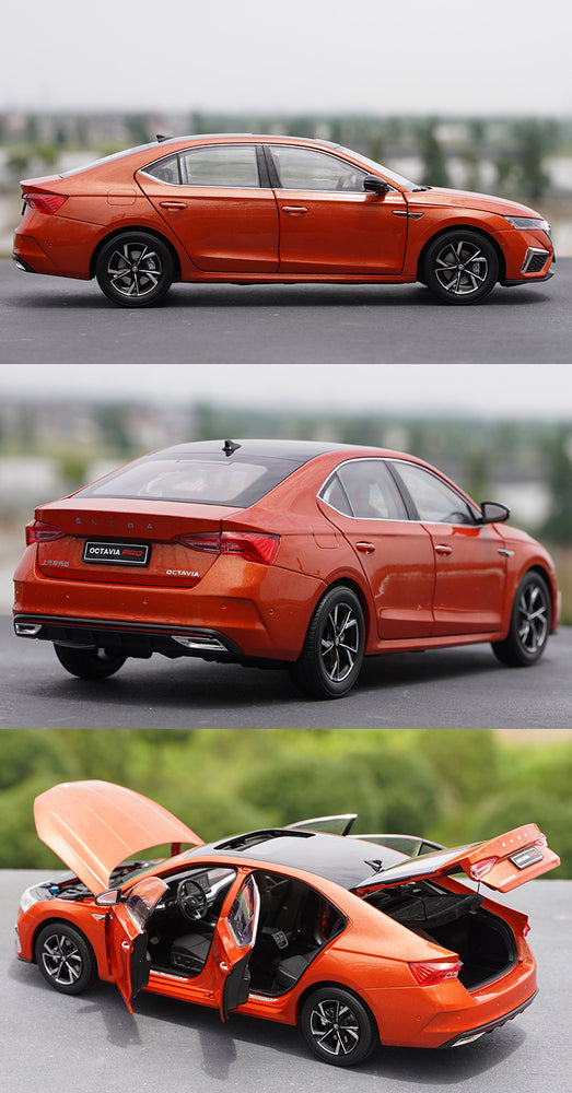 Original factory 1:18 SAIC Skoda brand new Octavia PRO 2021 Diecast Orange/Blue Alloy diecast scale miniature for gift