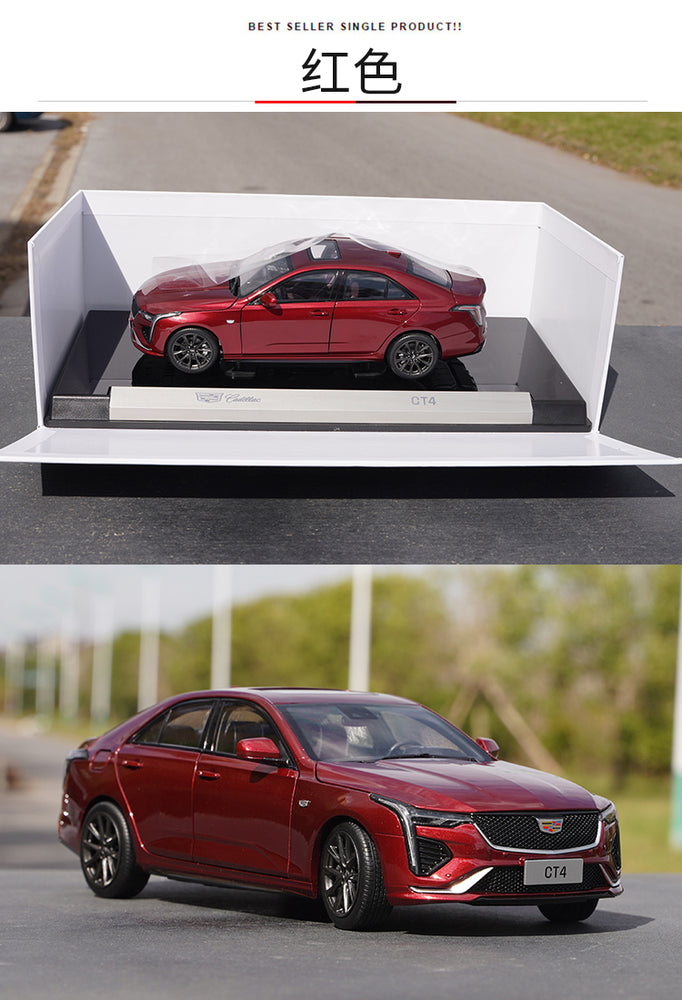 Original factory 1:18 SAIC Cadillac CT4 red diecast car model for gift, toys