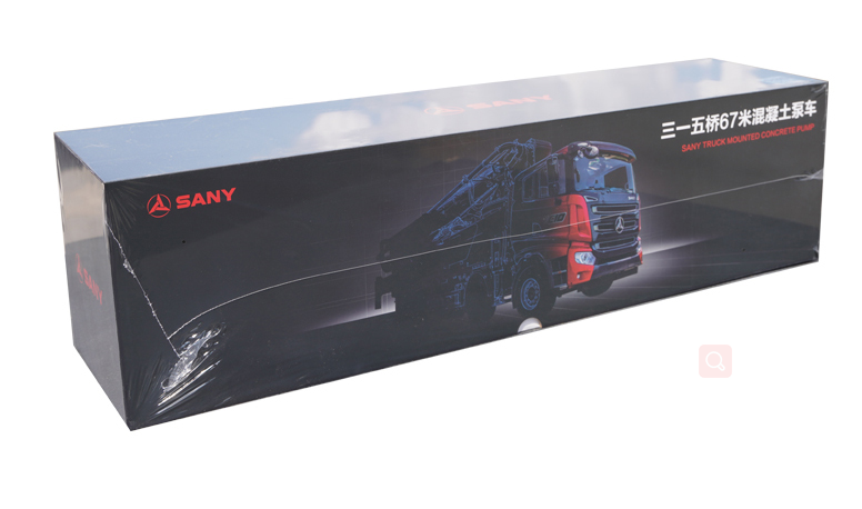 Original factory 1:35 SANY 5 Bridge 670C10 Diecast Pump truck model Alloy Engineering Mounted concrete mixer pump for gift