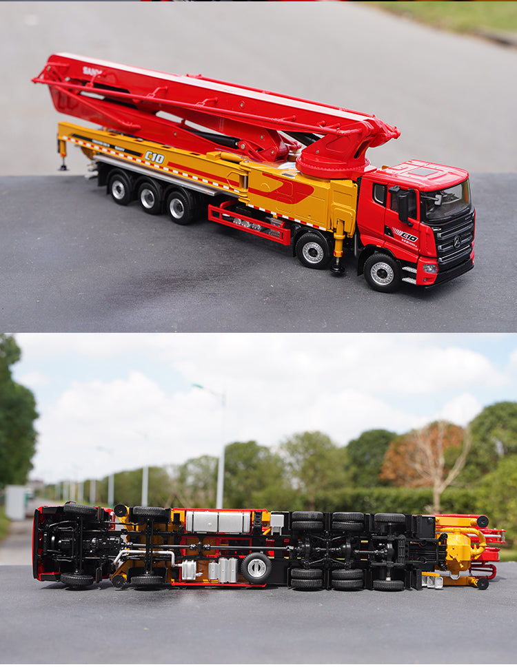 Original factory 1:35 SANY 5 Bridge 670C10 Diecast Pump truck model Alloy Engineering Mounted concrete mixer pump for gift