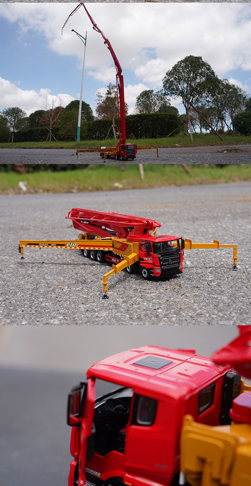 Original factory 1:35 SANY 5 Bridge 670C10 Diecast Pump truck model Alloy Engineering Mounted concrete mixer pump for gift