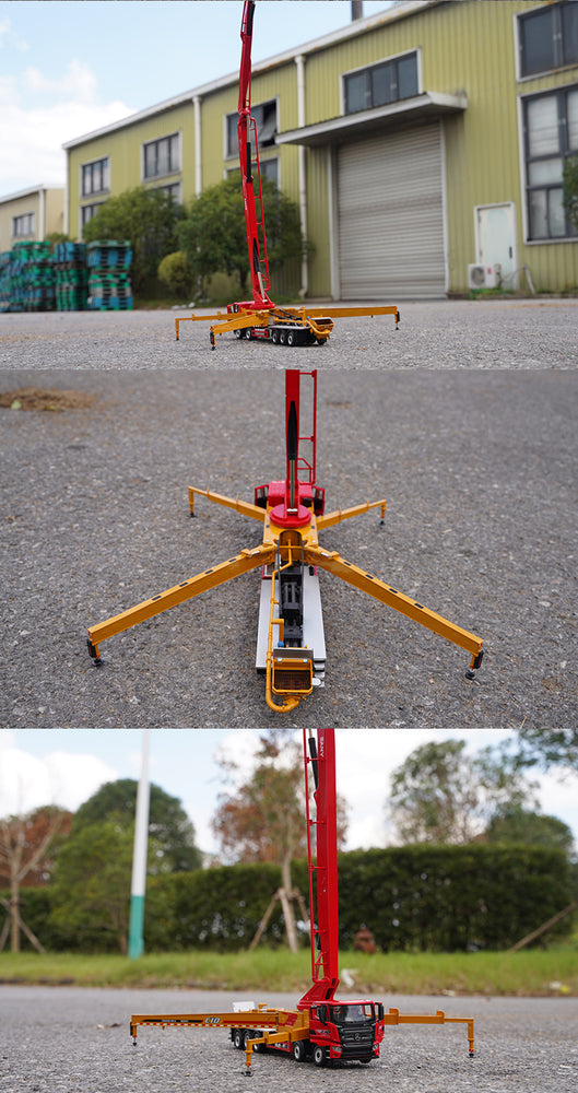 Original factory 1:35 SANY 5 Bridge 670C10 Diecast Pump truck model Alloy Engineering Mounted concrete mixer pump for gift