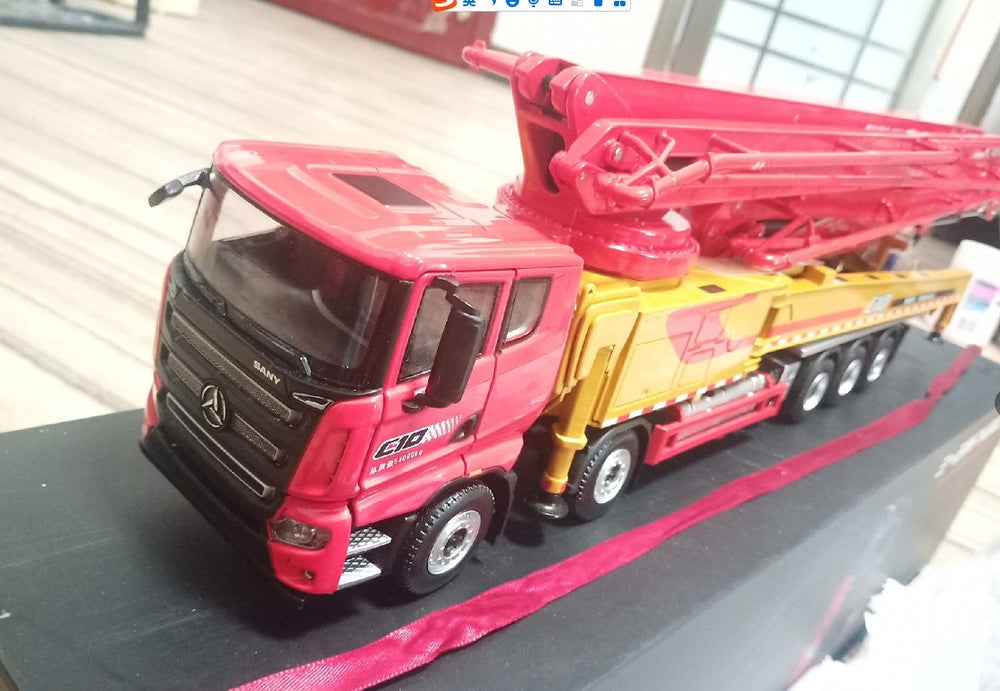 Original factory 1:35 SANY 5 Bridge 64m 670C10 Diecast Pump truck model Alloy Engineering Mounted concrete mixer pump for gift