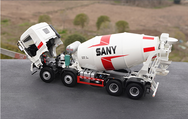 Original factory 1:24 SANY 8*4 alloy concrete mixer truck model diecast Cement tank mixing truck model for gift