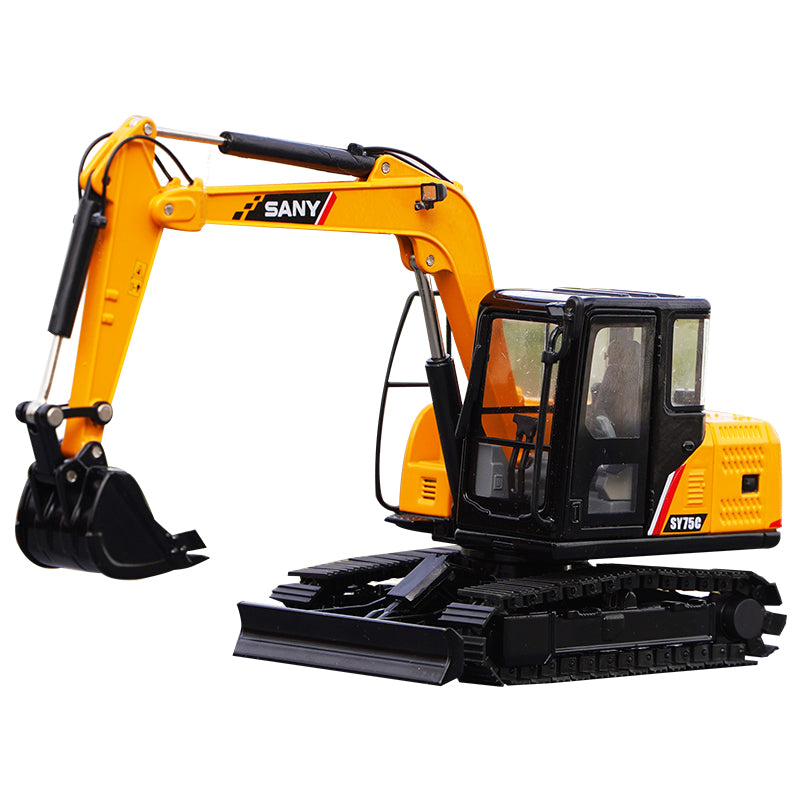 Original 1:35 SANY SY75C-9 diecast simulation excavator alloy model 10 hook 215 engineering digger model for gift, toy