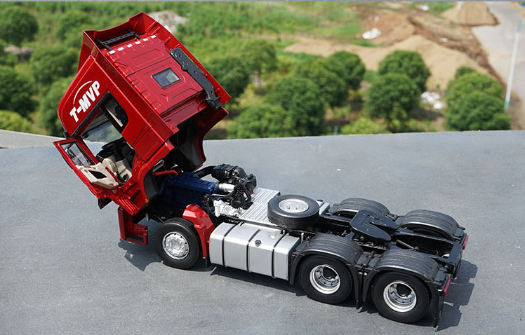 Original factory authentic 1:24 shaanxi SXQC Deron Delong X5000 T-MVP RED diecast heavy truck trailor model