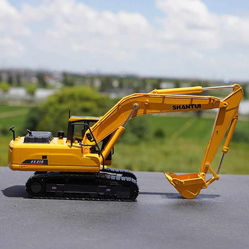 Original factory 1:35 SHANTUI SE215 Diecast excavator alloy engineering car simulation bulldozer model for gift, toys