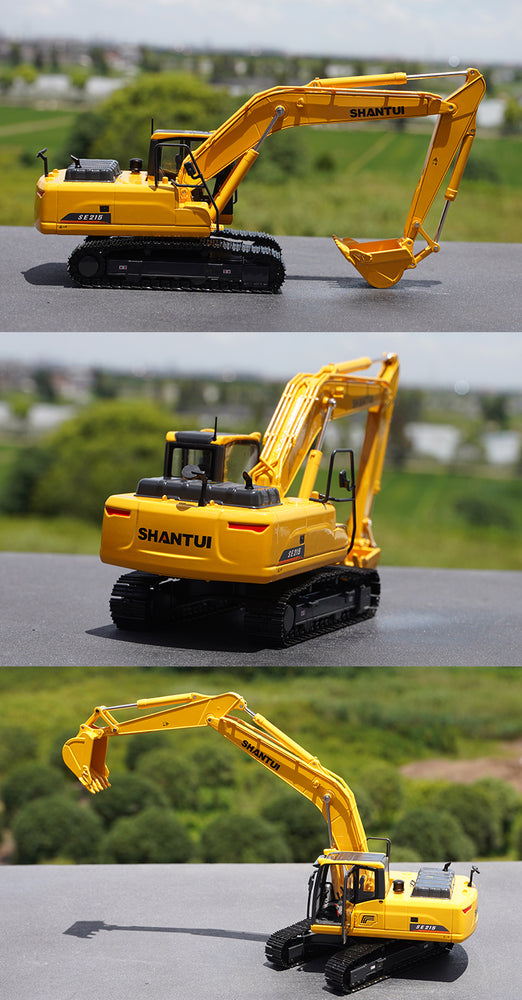 Original factory 1:35 SHANTUI SE215 Diecast excavator alloy engineering car simulation bulldozer model for gift, toys