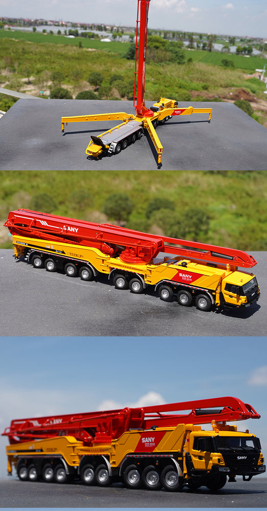 Authentic collectiable 1:50 Sany 86m Diecast Concrete cement pump truck models for gift, display