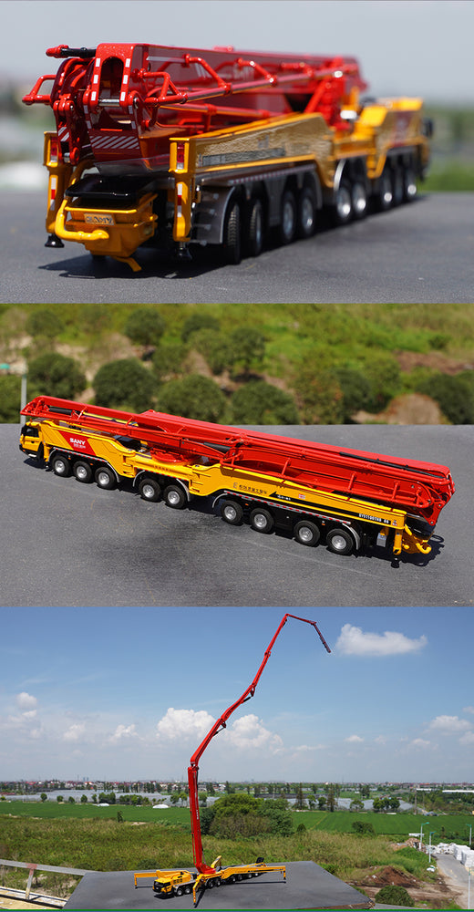 Authentic collectiable 1:50 Sany 86m Diecast Concrete cement pump truck models for gift, display