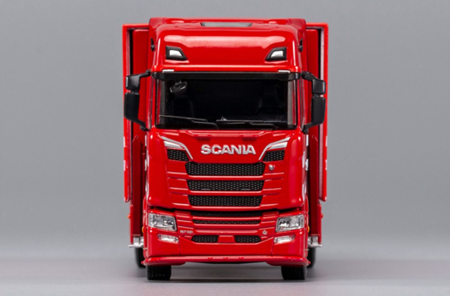 1:64 GCD Scania S730 double decker transporter trailer model, diecast container heavy truck alloy model