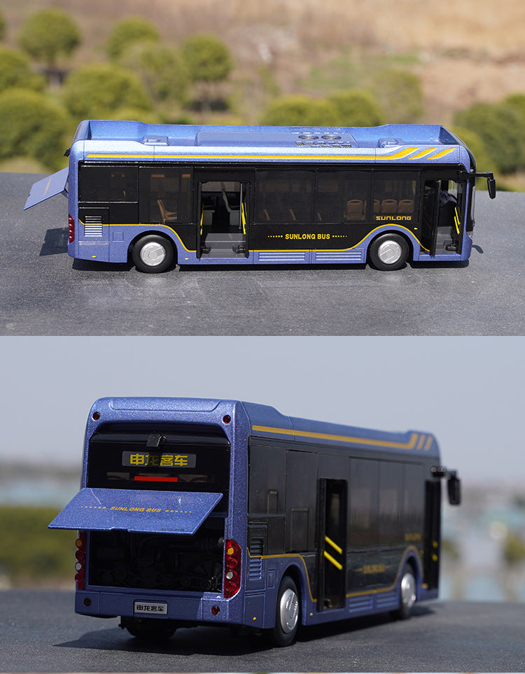 Original factory 1:42 Shanghai Shenlong pure electric SLK6101 Diecast scale bus model for gift, collection