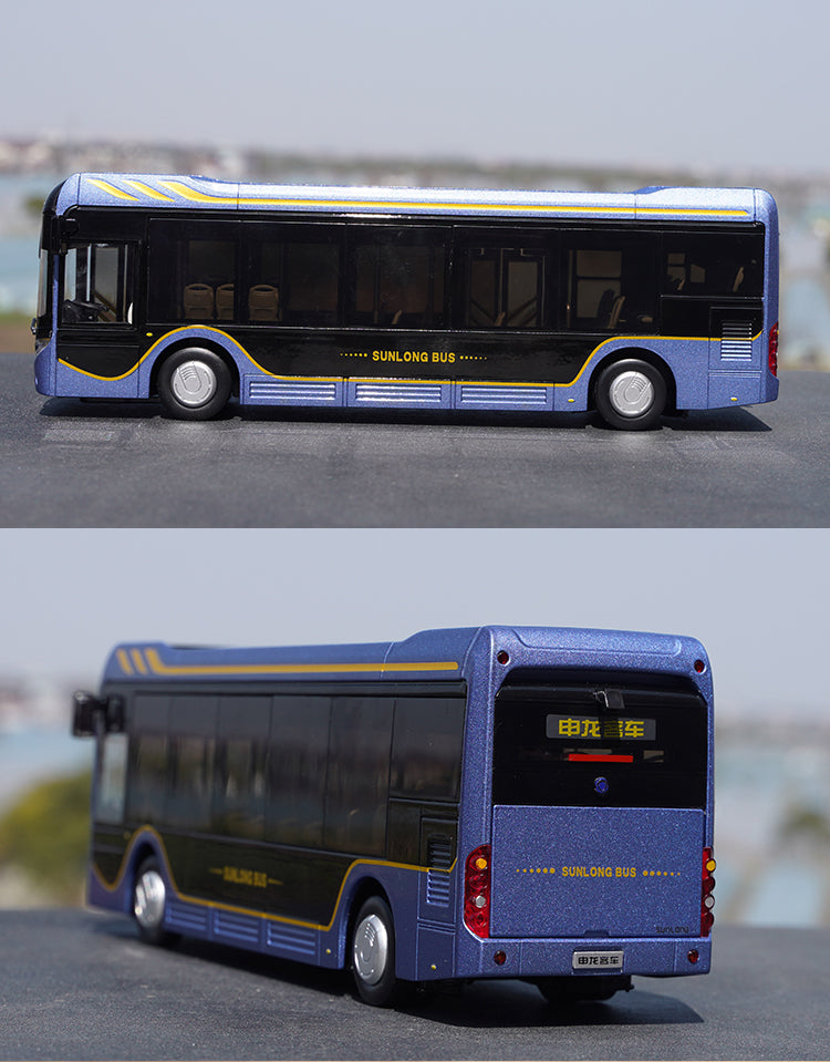 Original factory 1:42 Shanghai Shenlong pure electric SLK6101 Diecast scale bus model for gift, collection