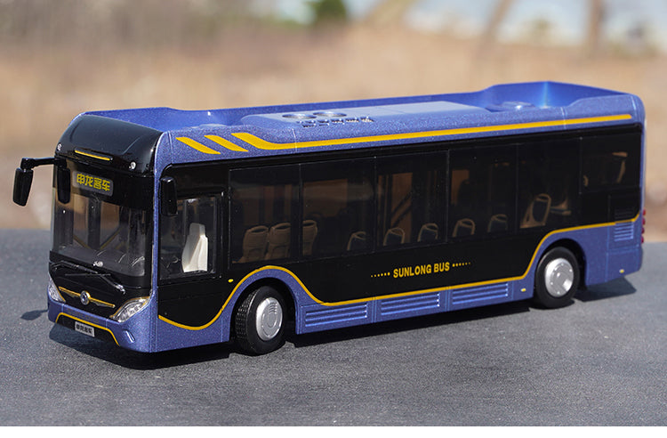 Original factory 1:42 Shanghai Shenlong pure electric SLK6101 Diecast scale bus model for gift, collection