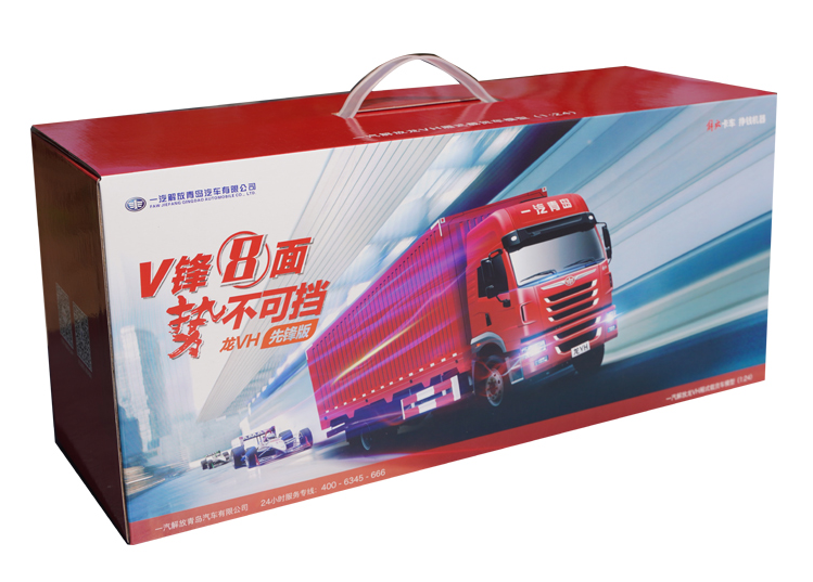 Original factory 1:24 FAW Jiefanglong VH red diecast container truck model zinc alloy Dragon V truck scale model for gift