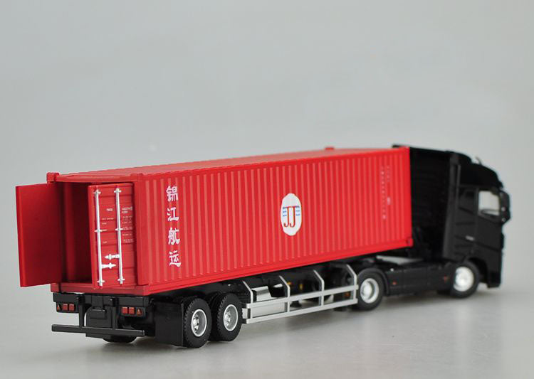 1:50 Scale Red-Black Diecast Volvo Semi Truck Model