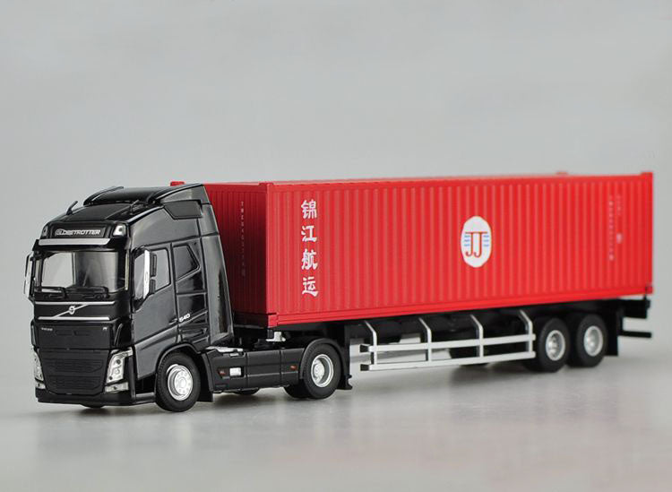 1:50 Scale Red-Black Diecast Volvo Semi Truck Model