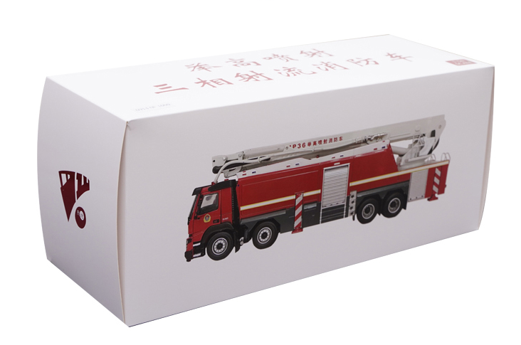 Original factory 1:50 Volvo lift high jet three-phase jet fire truck simulation alloy model China fire rescue gift