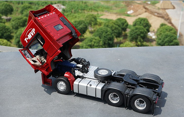 Original factory authentic 1:24 shaanxi SXQC Auto Deron Delong X3000 WP13 diecast alloy heavy truck semi-trailer tractormodels for gift, collection