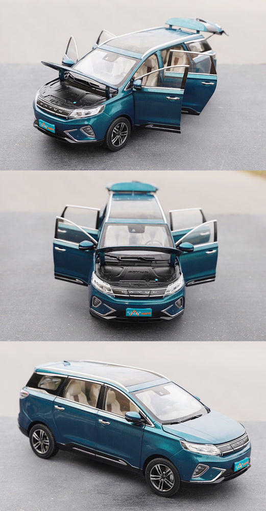 Original factory Dayun New energy Yuanzhi M1 1:18 diecast pure electric MPV diecast commercial vehicle alloy car model for gift, toy