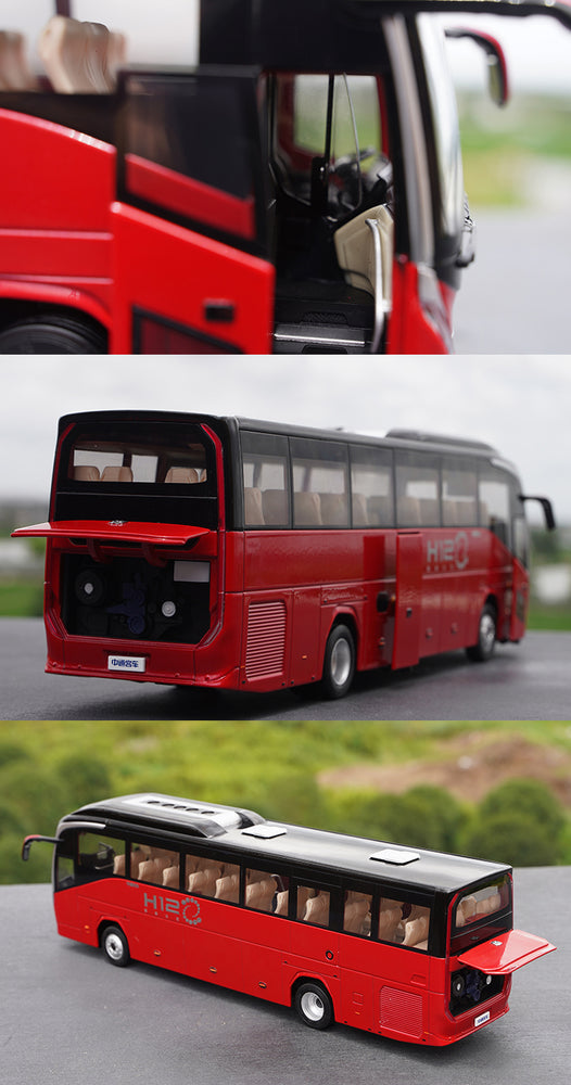 Original factory 1:36 zhongtong super Bus H12 red diecast alloy bus model for gift, collection