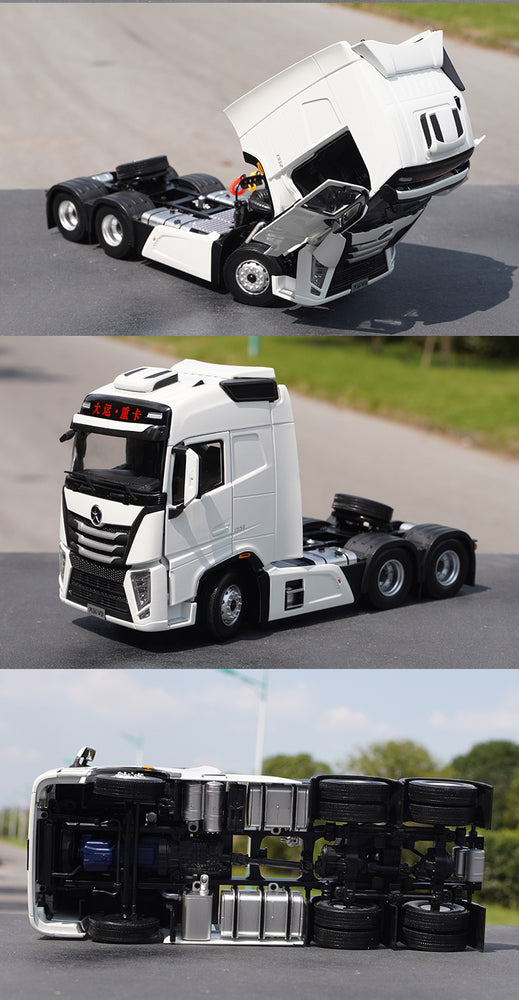 Original factory 1:24 dayun V9 Diecast heavy truck tractor model alloy transport engineering car model for gift, collection