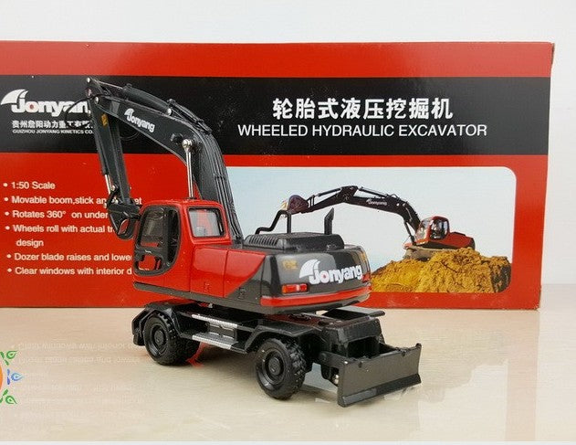 Original factory authentic 1:50 jonyang wheeled hydraulic excavator Construction machinery model for gift, collection