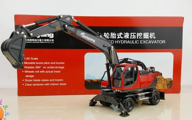 Original factory authentic 1:50 jonyang wheeled hydraulic excavator Construction machinery model for gift, collection